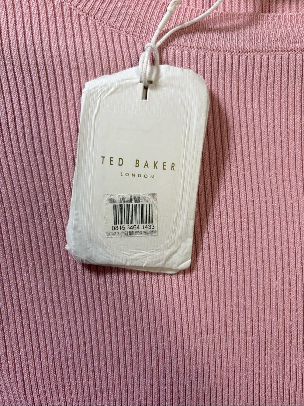 Ted Baker Light Pink Ribbed Top with Ruffle Sleeves - Picture 4 of 9